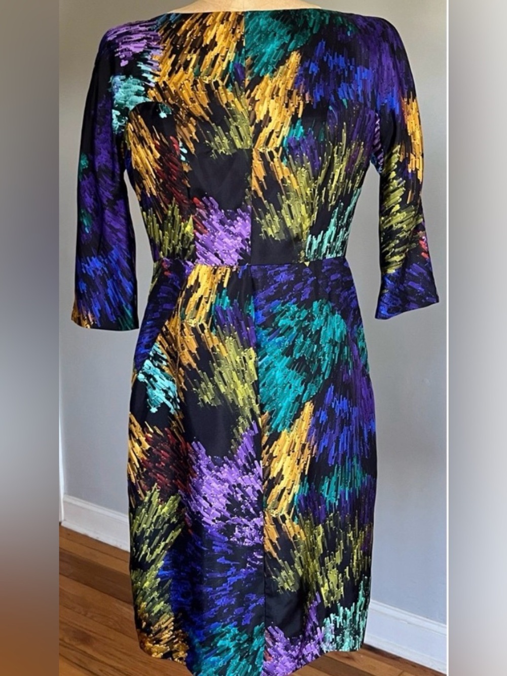 Milly Delaney Galaxy Print 3/4 Sleeve Silk Dress 4